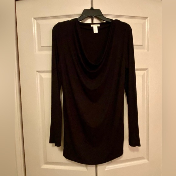 White + Warren Tops - White+Warren Black Draped Neckline Blouse